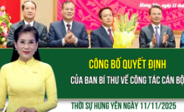 Thời sự Hưng Yên thứ Ba ngày 11/11/2025