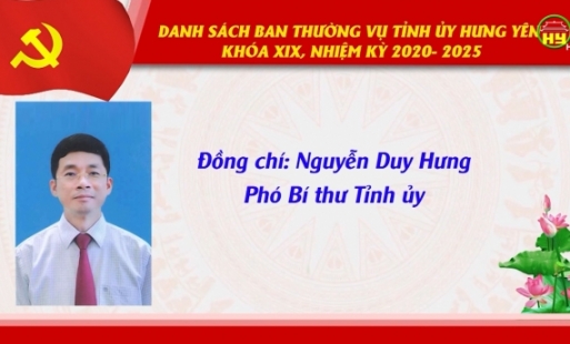 Danh sách Ban Thường vụ tỉnh ủy Hưng Yên khóa XIX, nhiệm kỳ 2020 - 2025