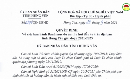 Hưng Yên thu hút các  dự án đầu tư vào tỉnh 