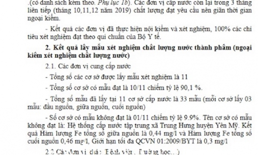 Hệ thống cấp nước tập trung xã Trung Hưng, Yên Mỹ vi phạm chất lượng nguồn nước