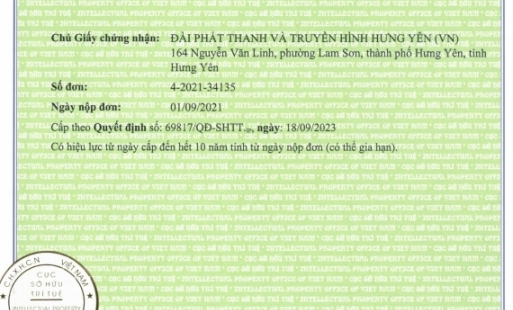Giấy chứng nhận đăng ký nhãn hiệu HYTV
