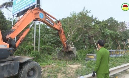 Giải tỏa vi phạm đất đai tại xã  Trưng Trắc