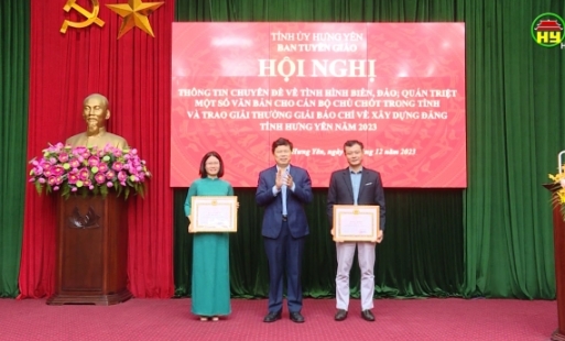 Trao giải Báo chí về xây dựng Đảng tỉnh Hưng Yên năm 2023