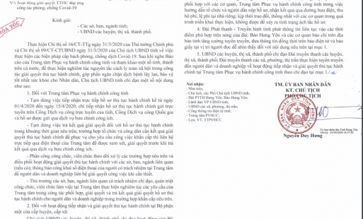 Hưng Yên: Tạm dừng việc tiếp nhận trực tiếp hồ sơ thủ tục hành chính từ 1/4 đến 15/4