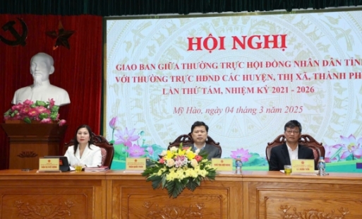 Giao ban giữa Thường trực HĐND tỉnh Hưng Yên với Thường trực HĐND các huyện, thị xã, thành phố