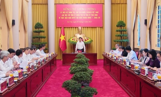 Chủ tịch nước làm việc với Ban Thường vụ Tỉnh ủy Hưng Yên và Tỉnh ủy Thái Bình