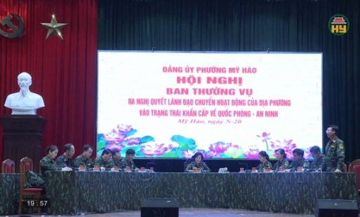 Diễn tập tác chiến phường Mỹ Hào trong khu vực phòng thủ 