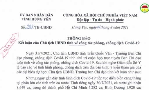 Chỉ tiếp nhận người từ địa phương thực hiện giãn cách vào tỉnh khi có kết quả xét nghiệm PCR và giấy chứng nhận tiêm 2 mũi vắc xin