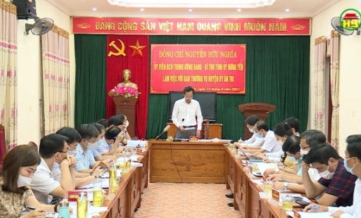 Đồng chí Nguyễn Hữu Nghĩa- Bí thư Tỉnh ủy làm việc với Ban thường vụ huyện ủy  Ân Thi