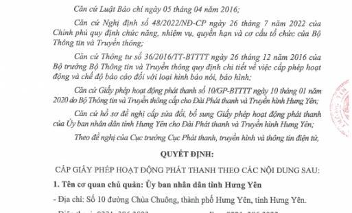 Giấy phép hoạt động phát thanh