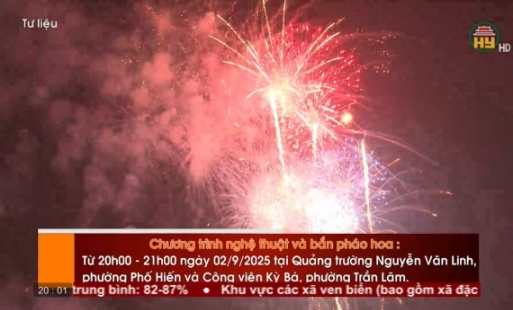 Hưng Yên tổ chức 2 điểm bắn pháo hoa vào tối 2/9
