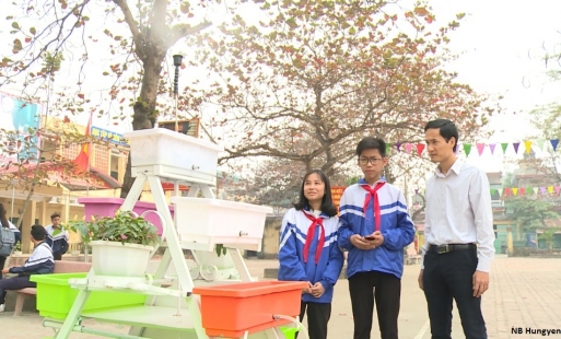 2 học sinh lớp 9 ở Mỹ Hào sáng chế hệ thống tưới nước thông minh