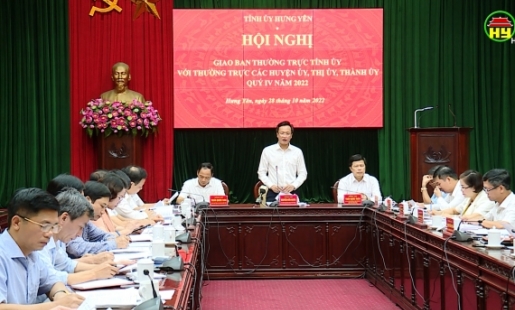 Thường trực Tỉnh ủy giao ban với Thường trực các huyện ủy, thị ủy, thành ủy