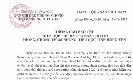 Hưng Yên: Không có vùng cấm trong chống tham nhũng, tiêu cực