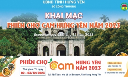 Hơn 50 gian hàng chuẩn bị cho phiên chợ cam Hưng Yên tại Khu đô thị Ecopark