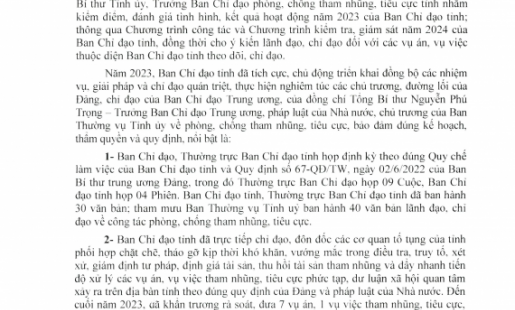 THÔNG CÁO BÁO CHÍ PHIÊN HỌP THỨ 7 CỦA BAN CHỈ ĐẠO PHÒNG, CHỐNG THAM NHŨNG, TIÊU CỰC TỈNH HƯNG YÊN