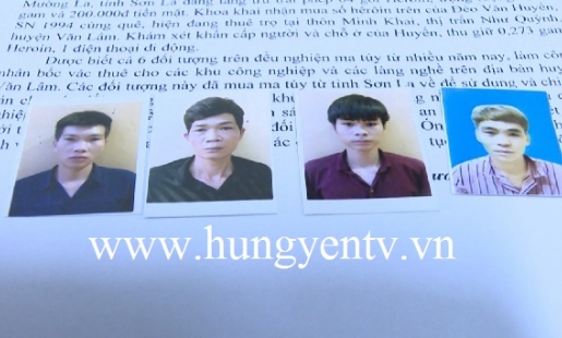 Bắt 6 con nghiện ở Sơn La thuê trọ tại Văn Lâm để tàng trữ và bán ma túy