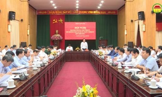 Thường trực Tỉnh ủy Hưng Yên giao ban với Thường trực huyện ủy, thị ủy, thành ủy