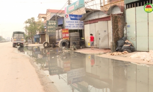 Tình trạng nước thải ở Tổ dân phố Phan Bôi chưa được xử lý dứt điểm