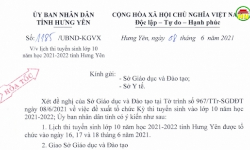 Hưng Yên: Kỳ thi tuyển sinh lớp 10 THPT diễn ra từ ngày 16-18/6