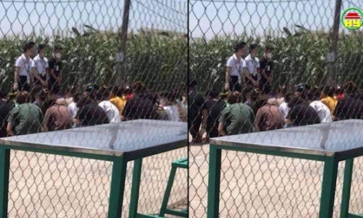 Công ty giầy Ngọc Tề, họp công nhân ngoài đường giữa trưa nắng