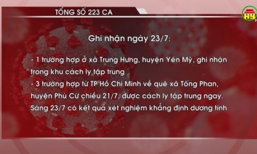Tổng hợp tình hình dịch Covid - 19 ngày 23/7/2021 trên địa bàn tỉnh Hưng Yên
