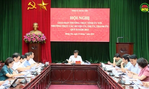 Thường trực Tỉnh uỷ giao ban với Thường trực huyện uỷ, Thị uỷ, thành uỷ
