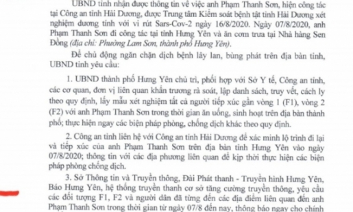 Hưng Yên khẩn trương rà soát đối tượng nguy cơ liên quan đến Nhà hàng Thế giới bò tươi