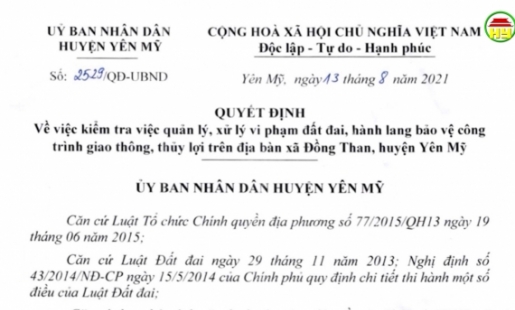 Huyện Yên Mỹ thành lập đoàn kiểm tra vi phạm đât đai tại xã Đồng Than