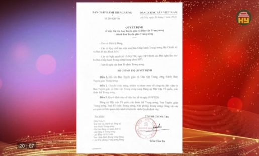 Đổi tên Ban Tuyên giáo và Dân vận Trung ương thành Ban Tuyên giáo Trung ương