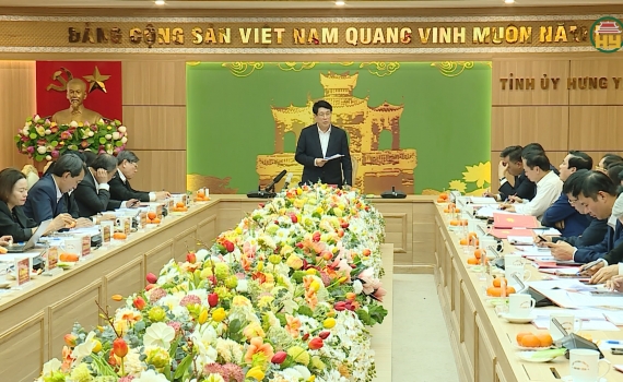 Đoàn kiểm tra của Bộ Chính trị làm việc với Ban Thường vụ Tỉnh ủy Hưng Yên
